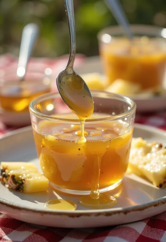 Glaçage ananas-miel servi