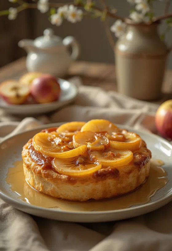 Tarte Tatin classique aux pommes caramélisées et pâte feuilletée croustillante