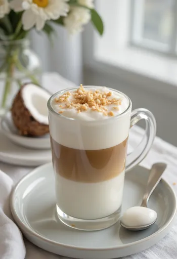 Latte au lait de coco servi frais