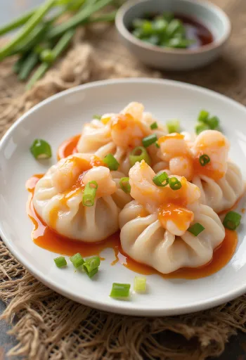 Bánh bột lọc à la sauce chili, servis sur une assiette avec de la coriandre fraîche