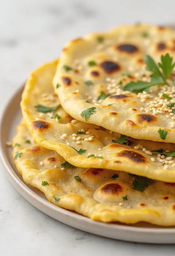 Bengan na thepla, servi avec de l'aubergine et des épices