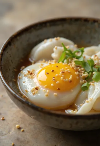 Onsen Tamago servi avec des graines de sésame