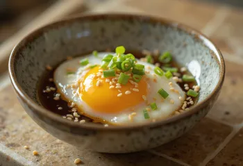 Onsen Tamago servi avec des graines de sésame