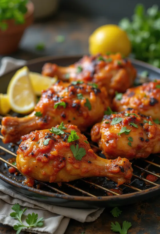 Poulet Peri-Peri, poulet rôti épicé avec coriandre et citron