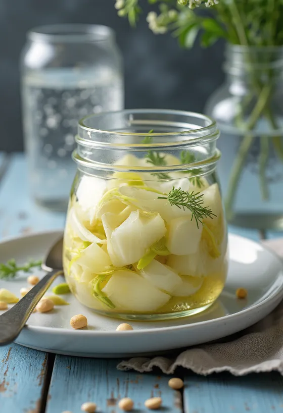 Fenouil mariné dans un bocal
