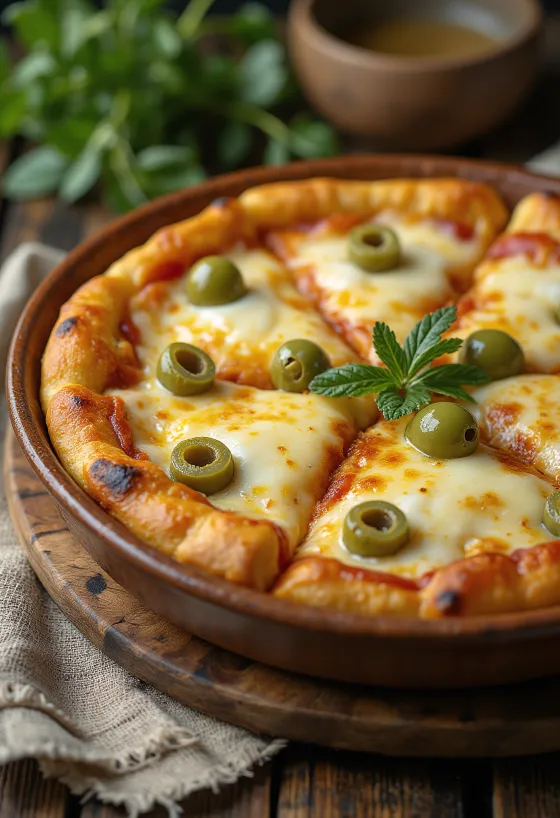 Pizza Argentina à pâte épaisse, mozzarella et sauce tomate