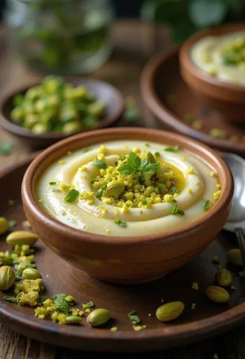 Basundi à la pistache, dessert indien à base de lait et de pistaches