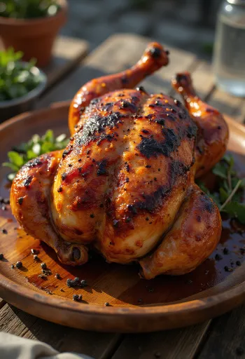 Poulet grillé BBQ dressé