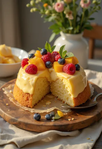 Tarte aux fruits frais avec gelée brillante