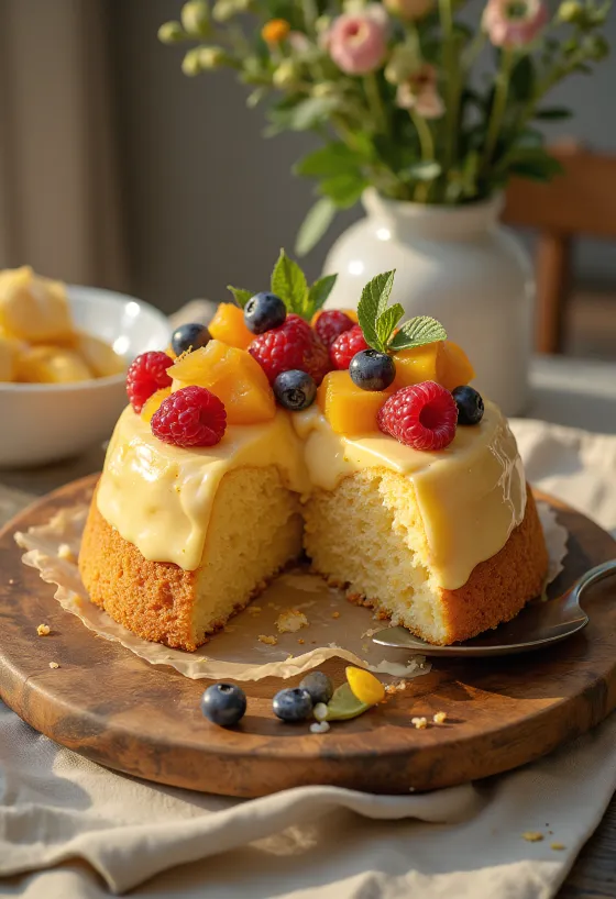 Tarte aux fruits frais avec gelée brillante