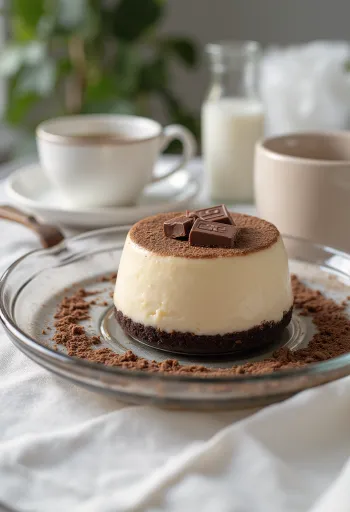 Gâteau Panna Cotta au café servi en tranches