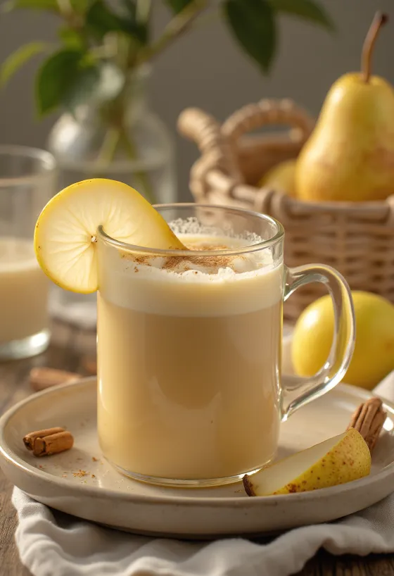 Cidre à la poire et à la crème servi dans un verre