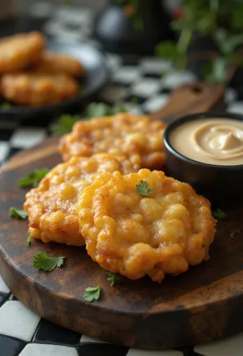 Sabudana Vada fraîchement préparés, boulettes de tapioca croustillantes et épicées