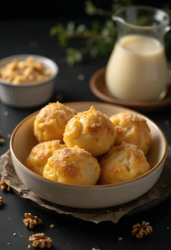 Aranygaluska traditionnelle avec crème anglaise, couches de noix et pâte moelleuse.