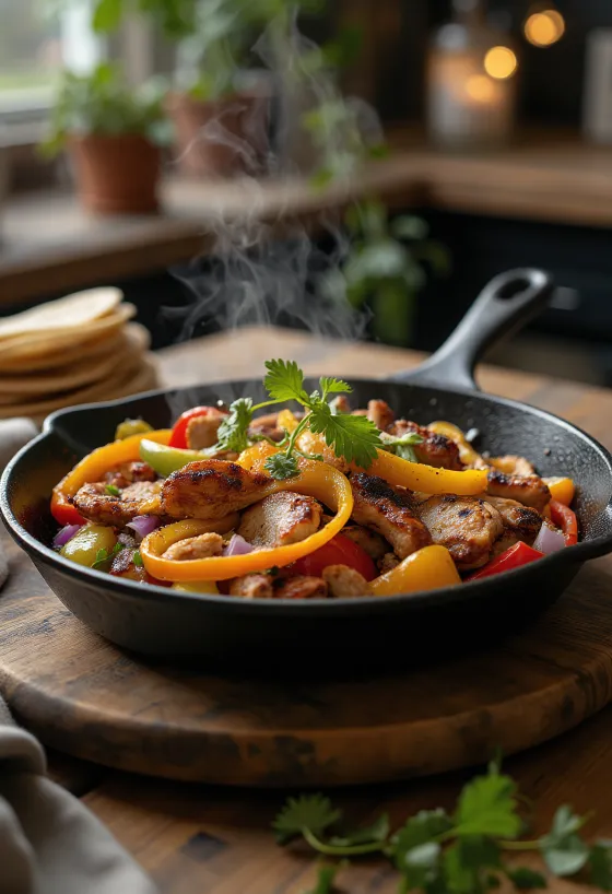 Fajitas au porc servies