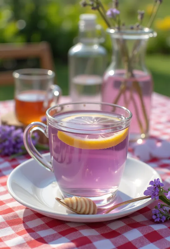 Tisane à la lavande servie fraîche