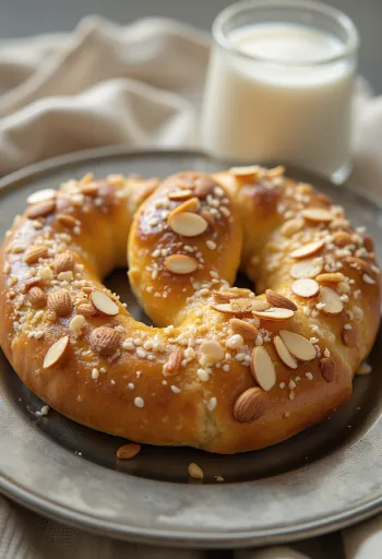 Bretzels aux amandes servis