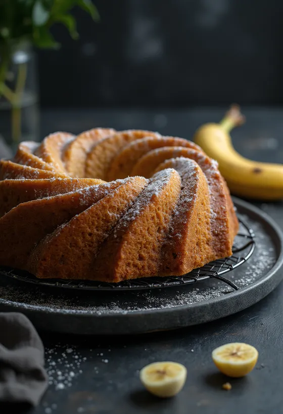 Kouglof à la banane servi
