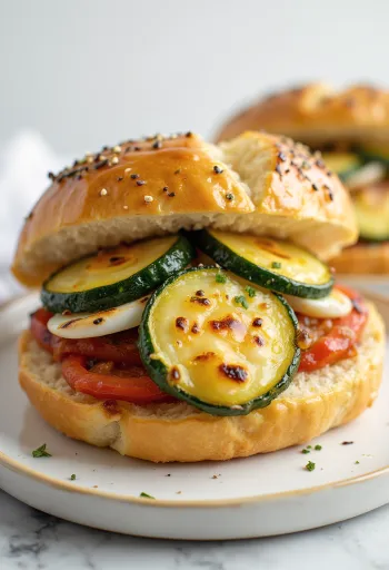 Bolo do caco aux légumes rôtis servi avec du persil frais