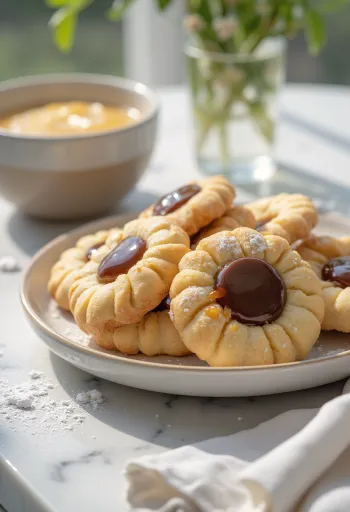 Sablés Linzer au caramel servis sur une assiette
