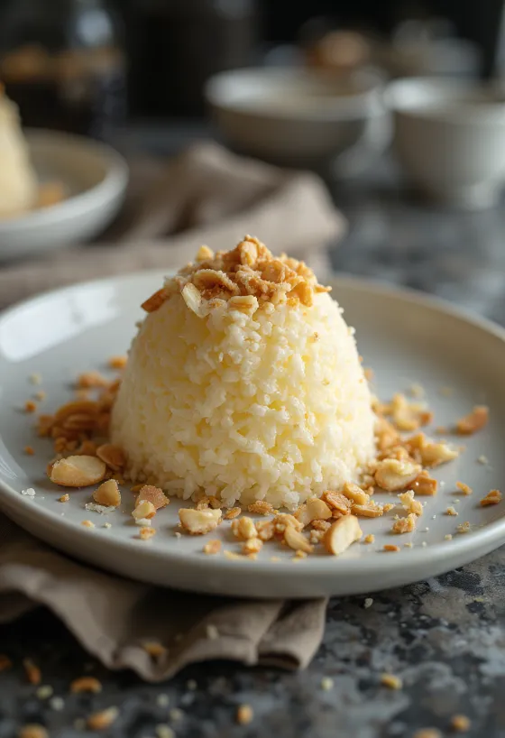 Kulfi coco-amande, décoré de fruits frais