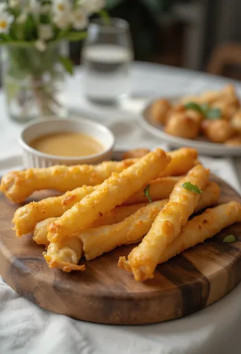 Cakwe à la sauce à l'ail, bouchées dorées et croustillantes servies avec une sauce à l'ail