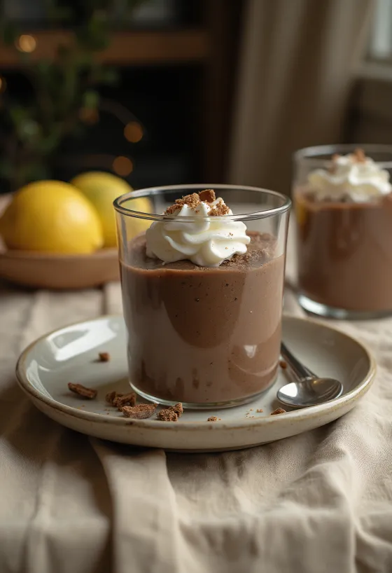 Mousse au chocolat et au citron servie dans des verres