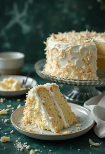 Gâteau à la crème de coco riche en coco râpée