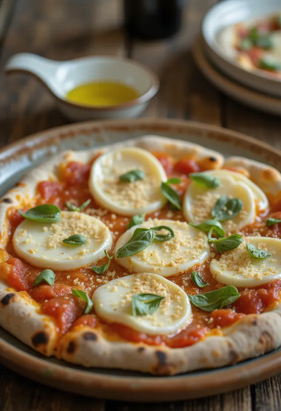 Pizza Cilentana avec mozzarella di Bufala et fromage provolone