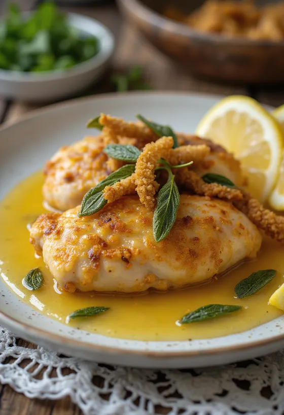 Poulet à la sauge, peau croustillante et herbes fraîches