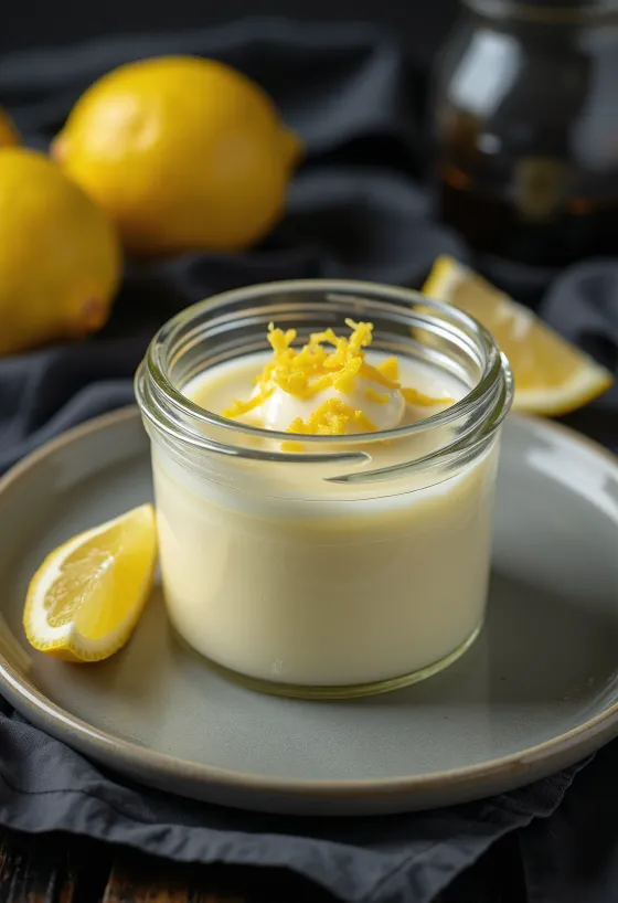 Panna cotta au citron servie