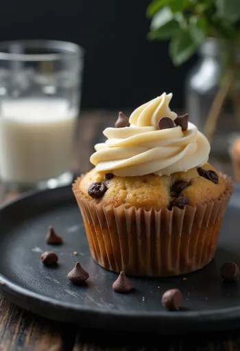 Cupcake pépites de chocolat servi
