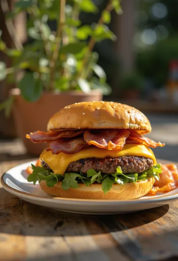 Double burger bacon cheddar avec deux steaks juteux et extra cheddar