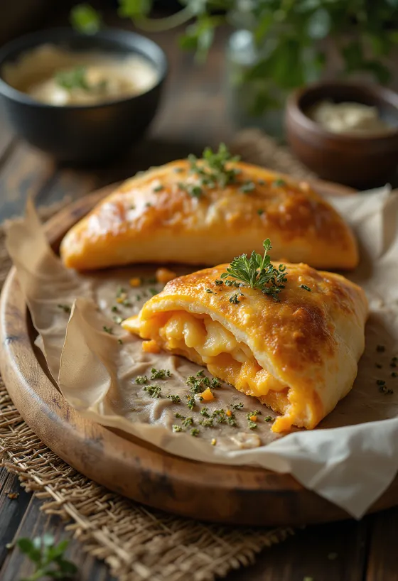 Calzone à la patate douce dorée au four