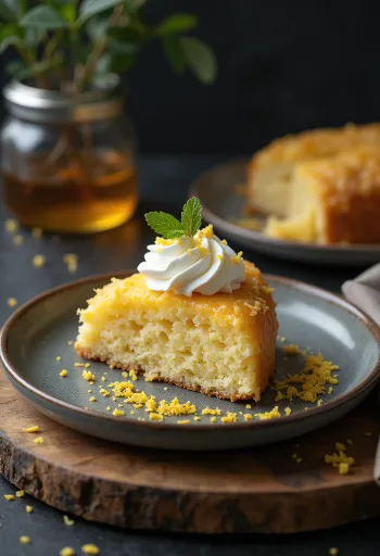 Gâteau à la farine de coco décoré de fruits frais