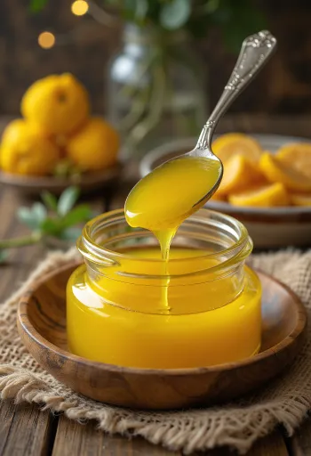 Ghee au curcuma en bocal, décoré de curcuma frais