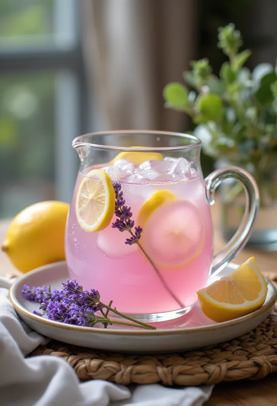 Limonade à la lavande servie dans un verre