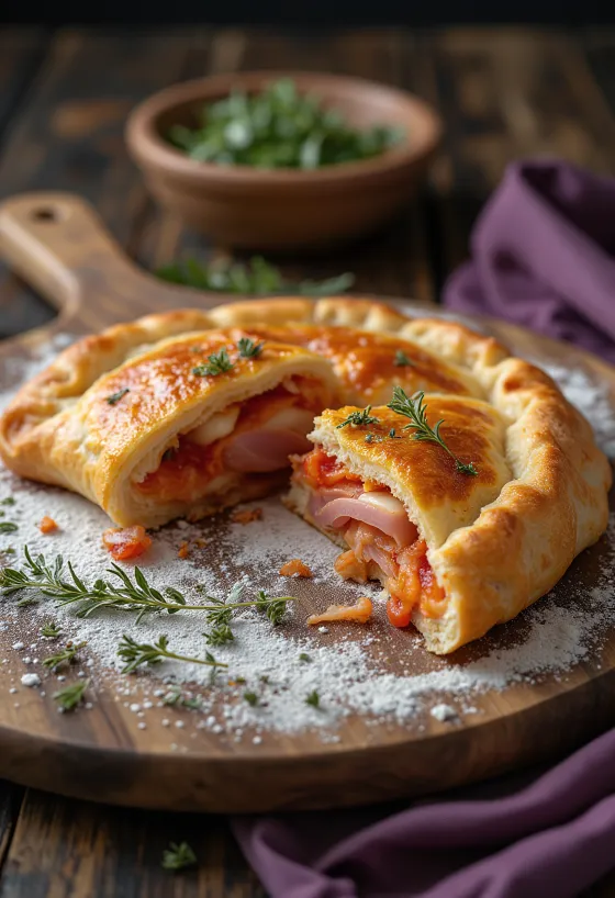 Calzone à l'origan fraîchement cuit
