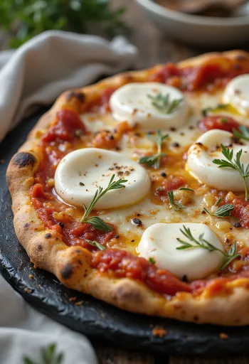 Pizza alla mozzarella di bufala à la mozzarella de bufflonne