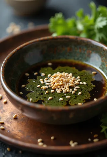 Sauce soja au wasabi dressée avec sushis