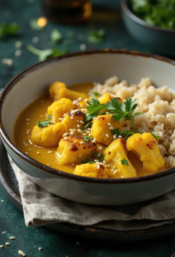 Curry de quinoa au chou-fleur et tofu