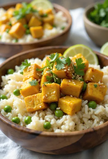 Riz de chou-fleur au tofu au curry