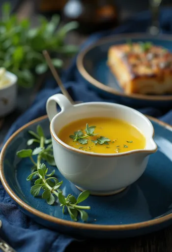 Sauce au beurre, miel et estragon servie