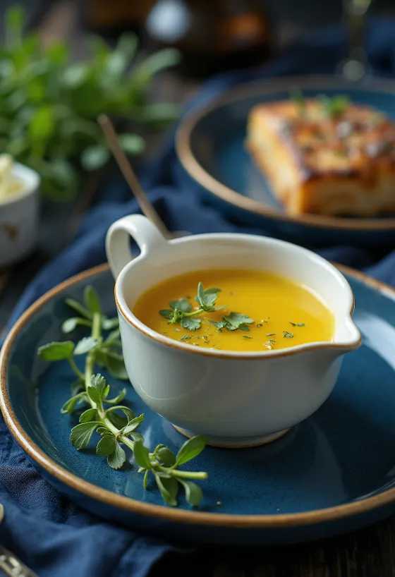 Sauce au beurre, miel et estragon servie