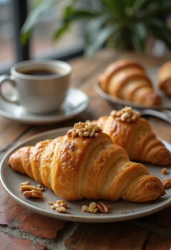 Croissant aux noix du Brésil servi