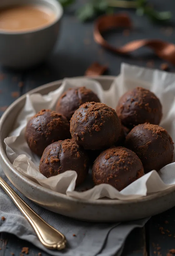 Truffes au chocolat noir irrégulières