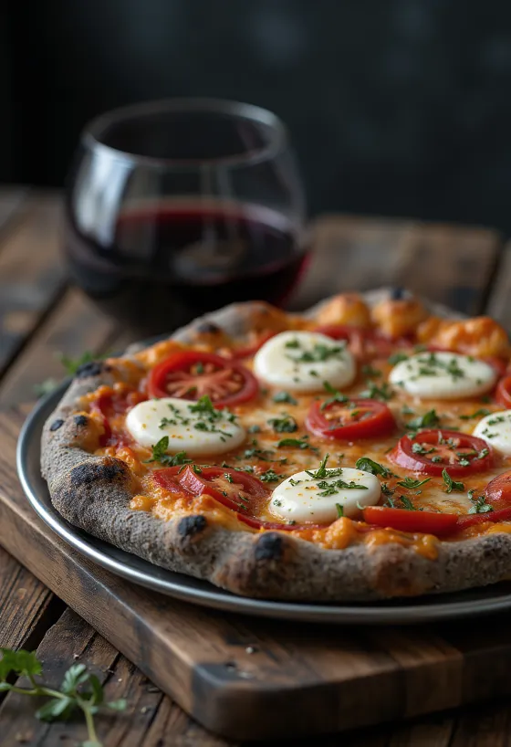Pizza di Grano Arso au blé brûlé et fromages italiens