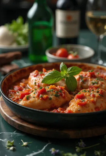 Pollo alla Cacciatora servi avec du pain frais