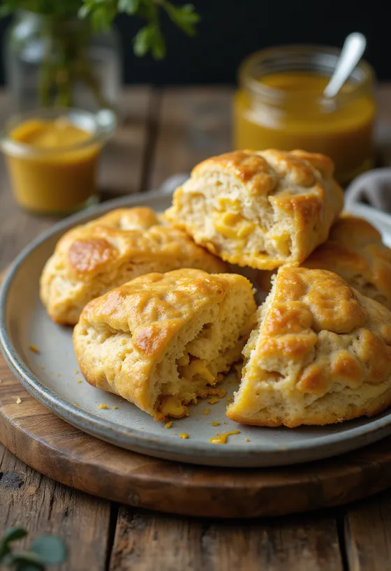 Scones à la moutarde bavaroise servis