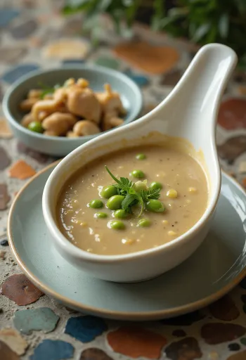 Sauce au poivre vert servie